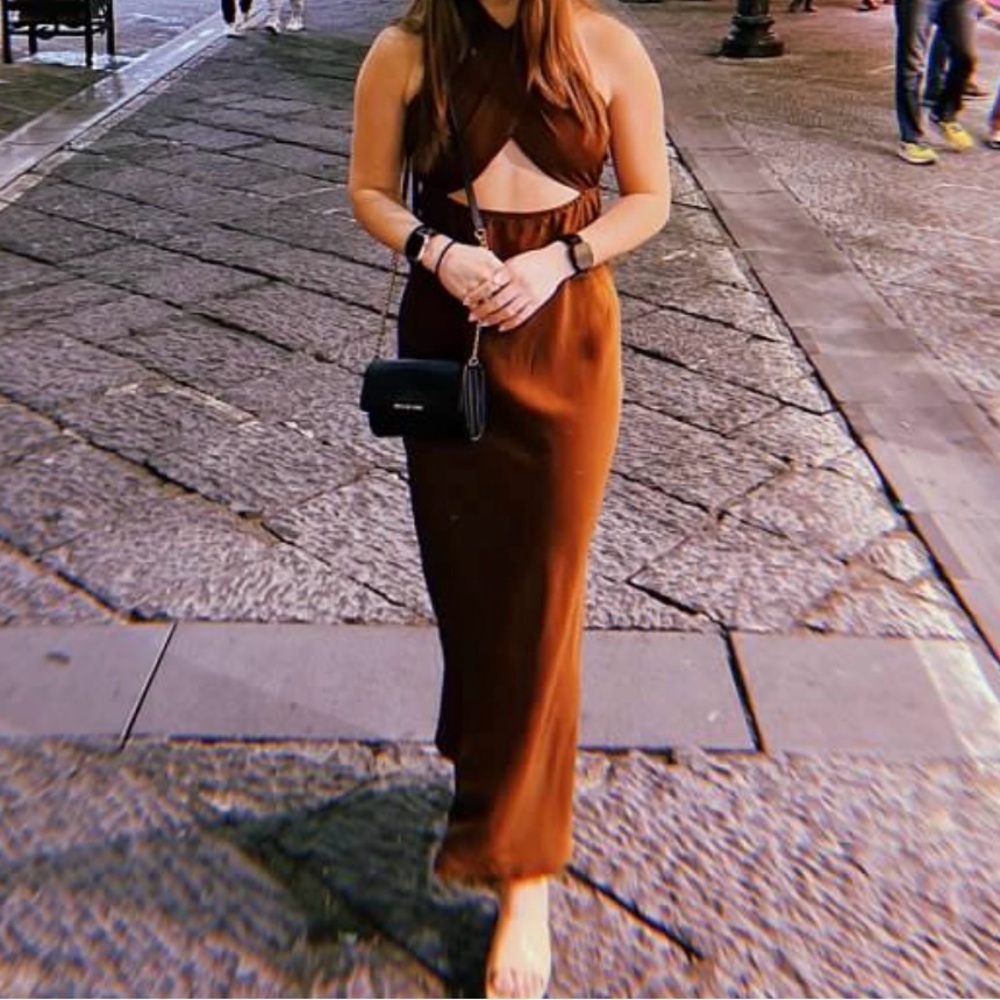 Trixxi Chocolate One Halter Maxi Dress